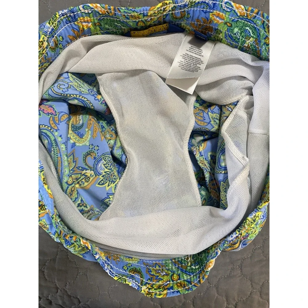 Polo Ralph Lauren‎ Men's Swim Trunks Blue Green Paisley Drawstring Lined - Small